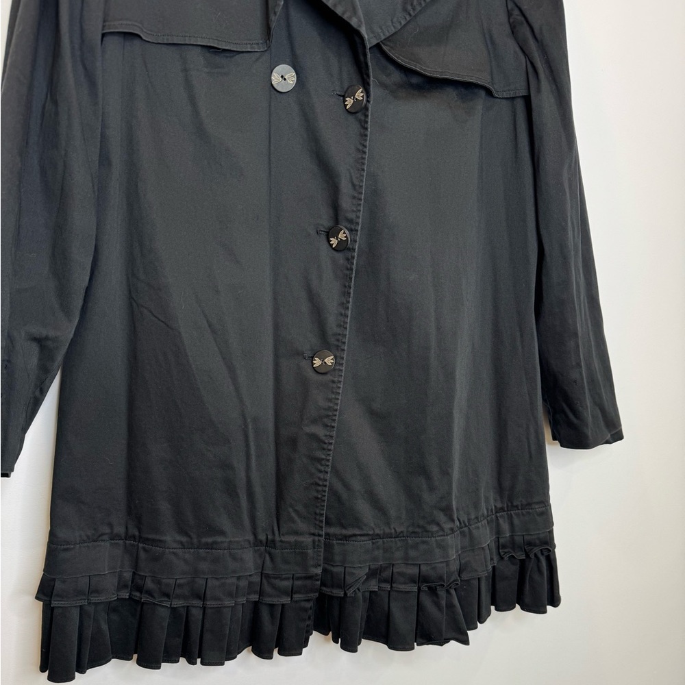 Joseph Ribkoff lagenlook artsy Black Pleated Hem Trench Coat - Picture 5 of 10